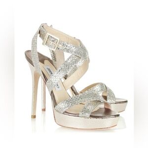 Jimmy Choo Vamp Glitter Platform - size 7.5